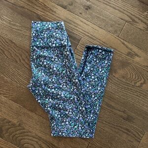 Floral Stretch Leggings - Blue Green Floral